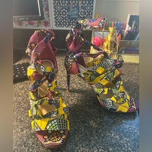 Gianni Bini Multicolor Patterned Heels